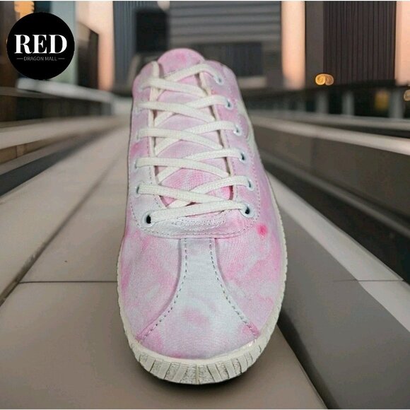Tretorn Lace up Sneaker Mules Easy Nylite Canvas Pink White Dye - Women's Size 9 - Picture 13 of 15